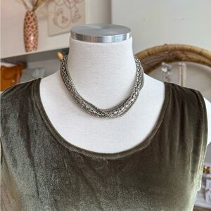 Silver Multi-Strand Textured Layer Necklace